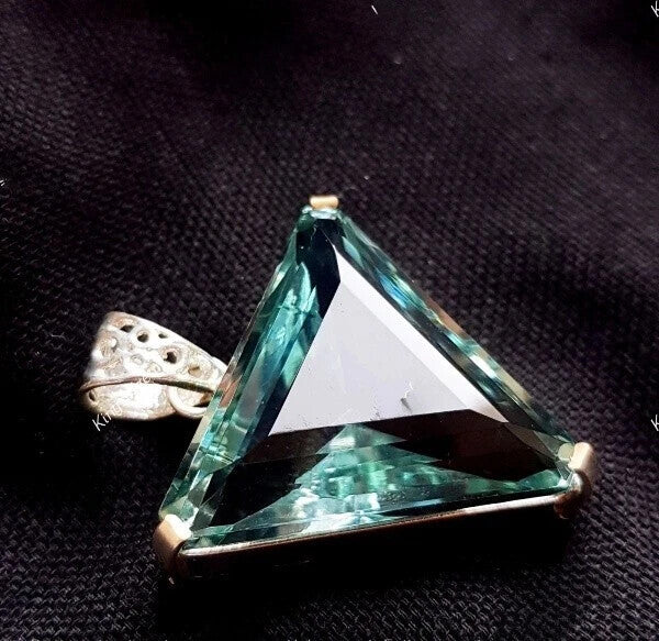 62.9Ct Trillion Aquamarine Natural Topaz 925 Solid Silver Pendant Loose Gemstone