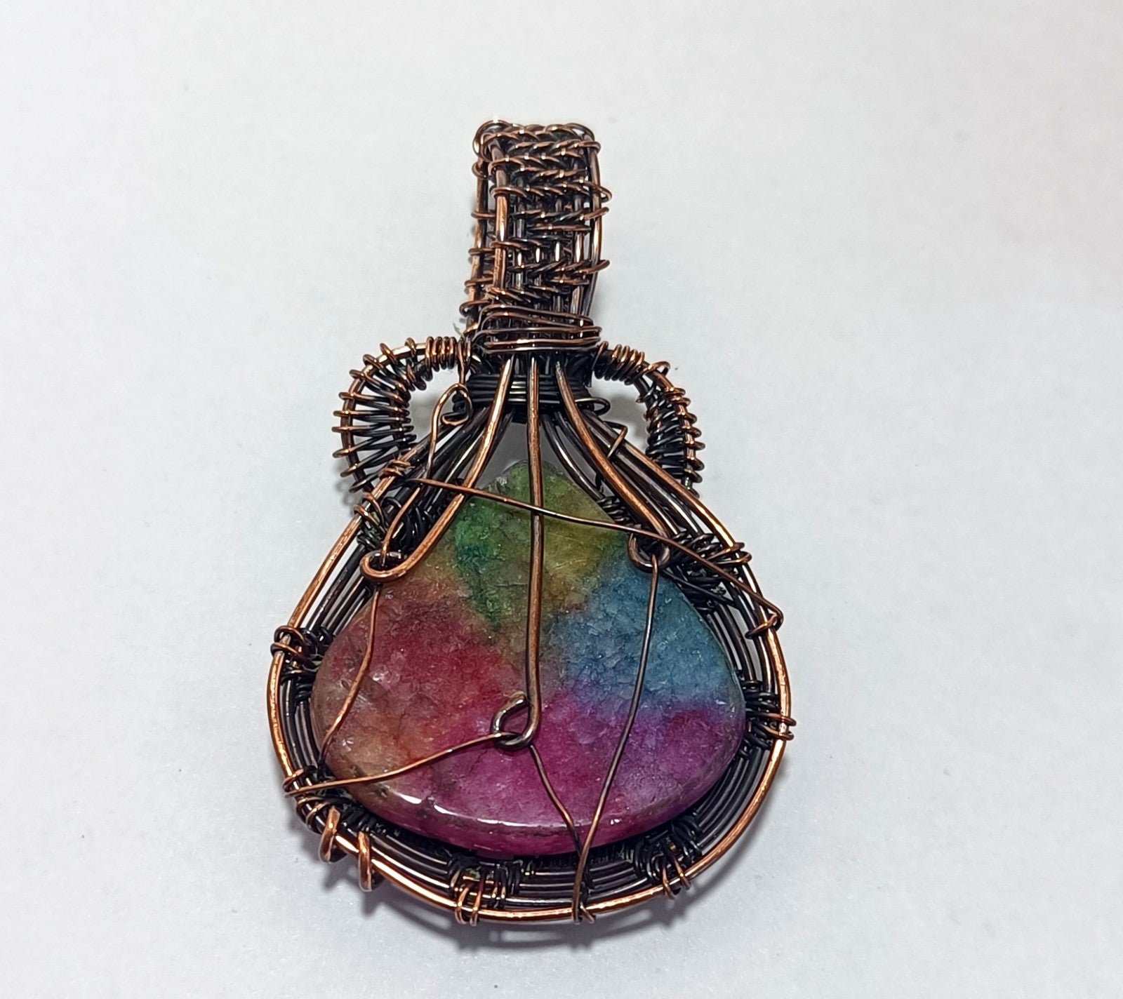 95.60 Ct Solar Quartz Copper Wire Wrapped Handmade jewelry Pendant