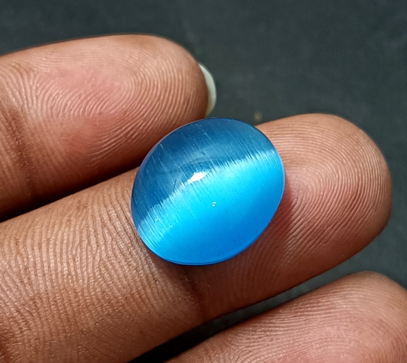 Chrysoberyl 12.5 Ct Natural BLUE Cats Eye Oval Cut Loose Certified Gemstone