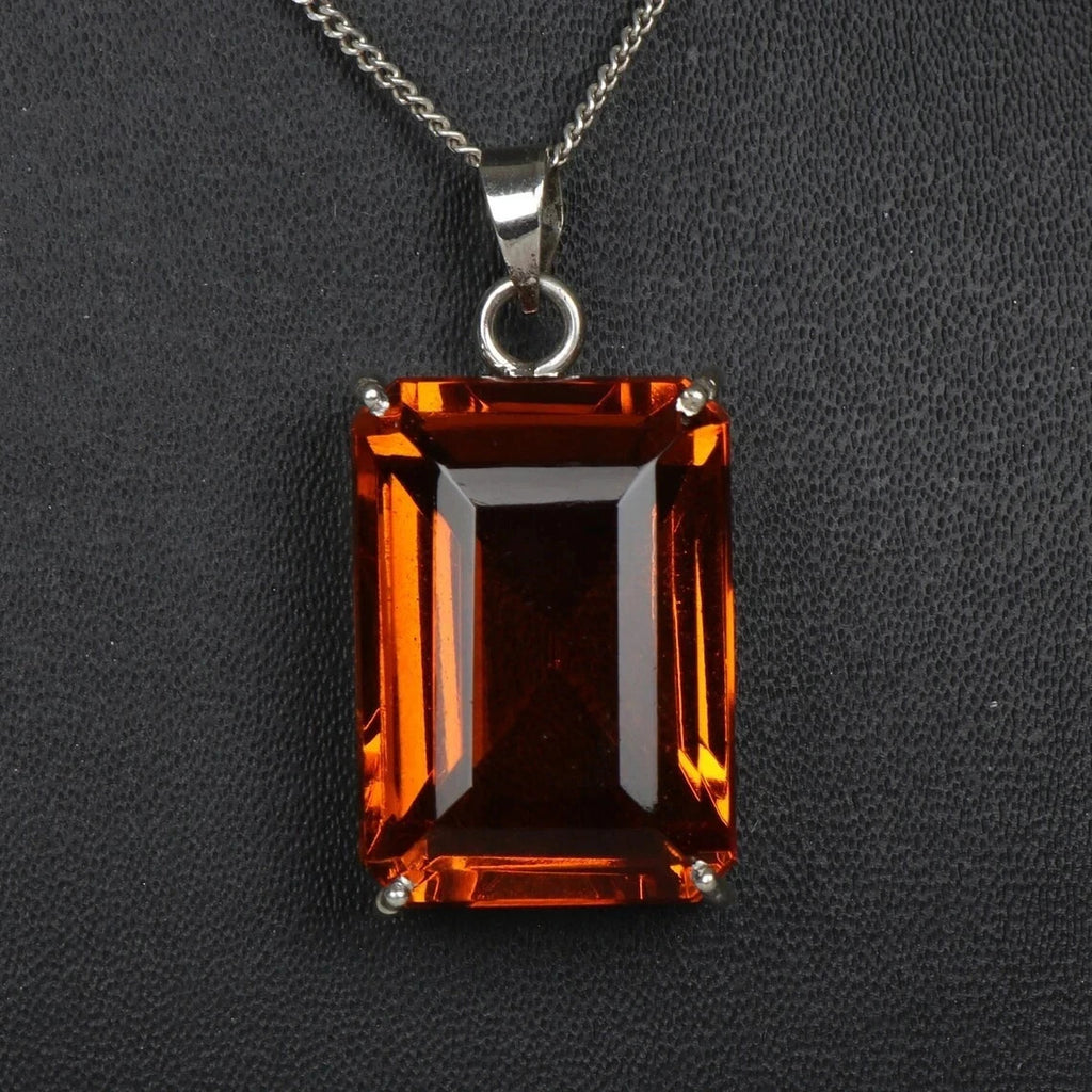 70 Ct Pleasing NATURAL Citrine Topaz Gems 925 Sterling Silver Handmade Pendant