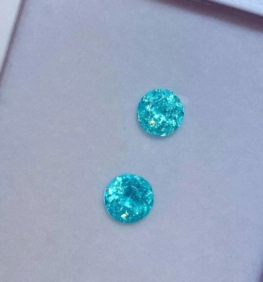 17 Ct Pair GIE Certified Natural Neon Blue Paraiba Tourmaline Round Cut Gemstone