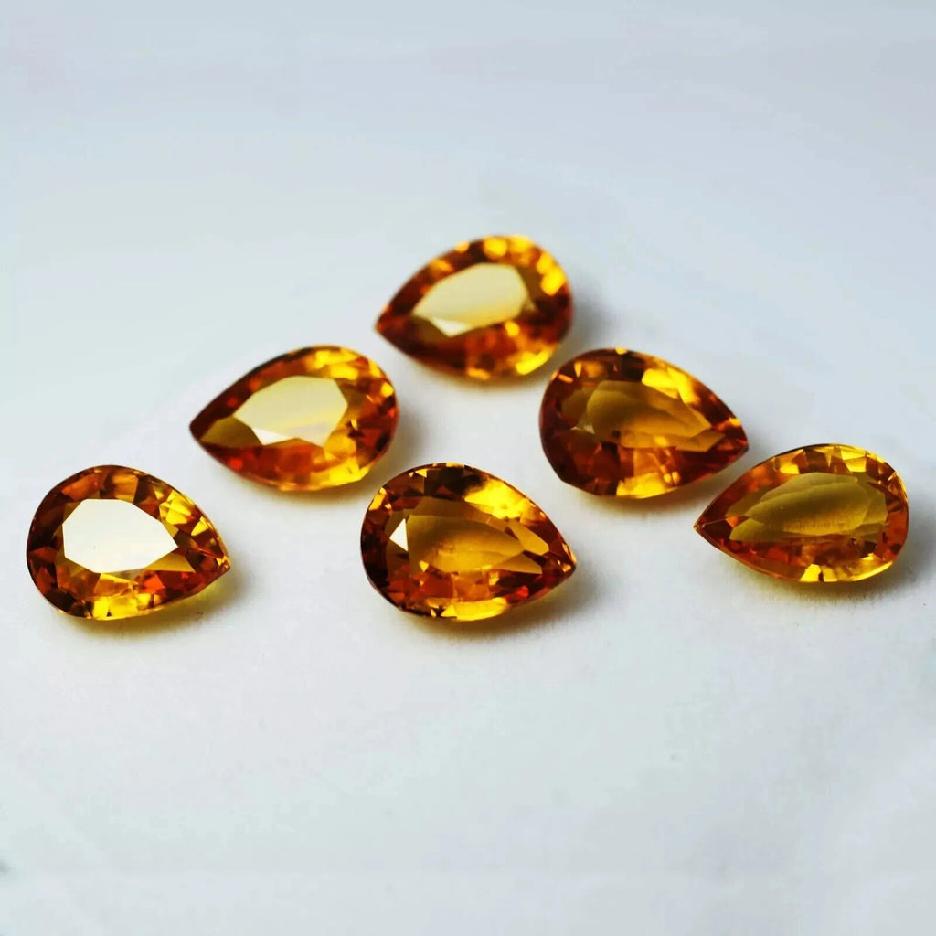 48 Ct Natural CERTIFIED Ceylon Sapphire Yellow 6 Pcs Lot Pear Loose Gemstone