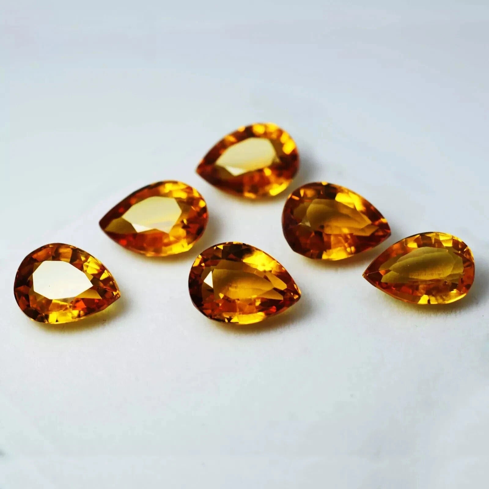 48 Ct Natural CERTIFIED Ceylon Sapphire Yellow 6 Pcs Lot Pear Loose Gemstone