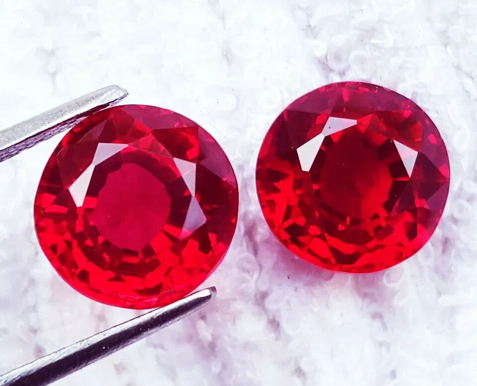 18 Ct Natural Bloody Red Ruby Round Cut Certified Loose Gemstone Pair H04