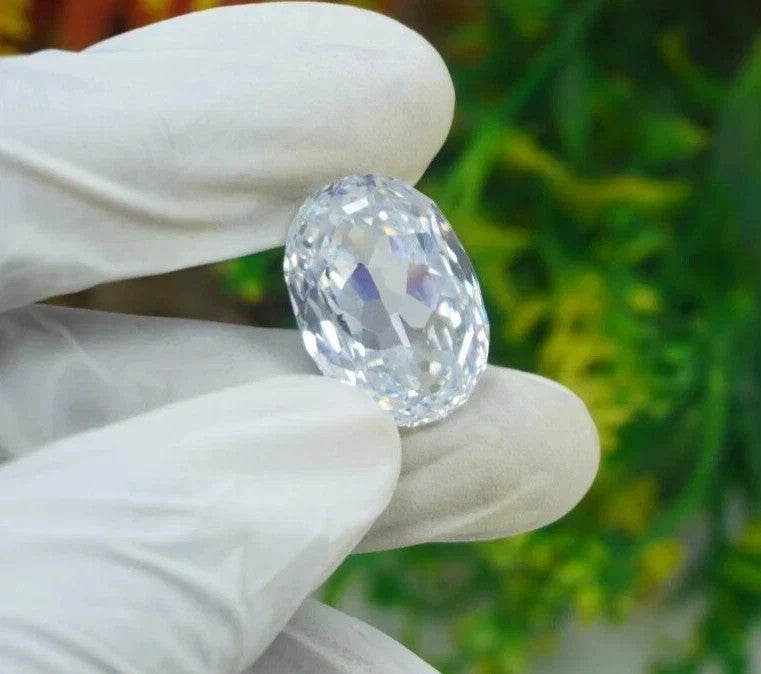 Certified 50 Ct NATURAL White Zircon Cambodian Facet Oval Cut Loose A+ GEMSTONE