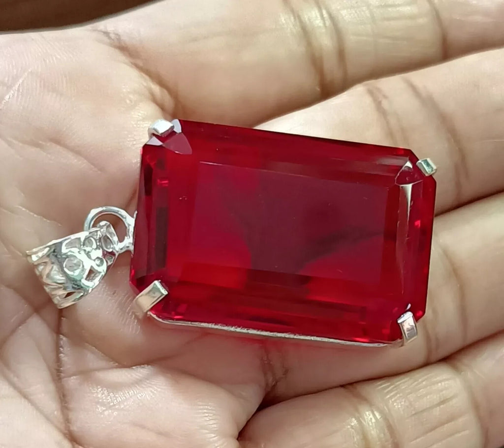 95.50Ct Certified Natural Topaz 925 Solid Silver Emerald Pendant Loose Gemstone