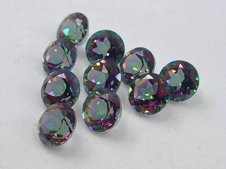 6 MM Natural Rainbow Color RoundCut Mystic Topaz Certified LooseGemstone 10 Pcs
