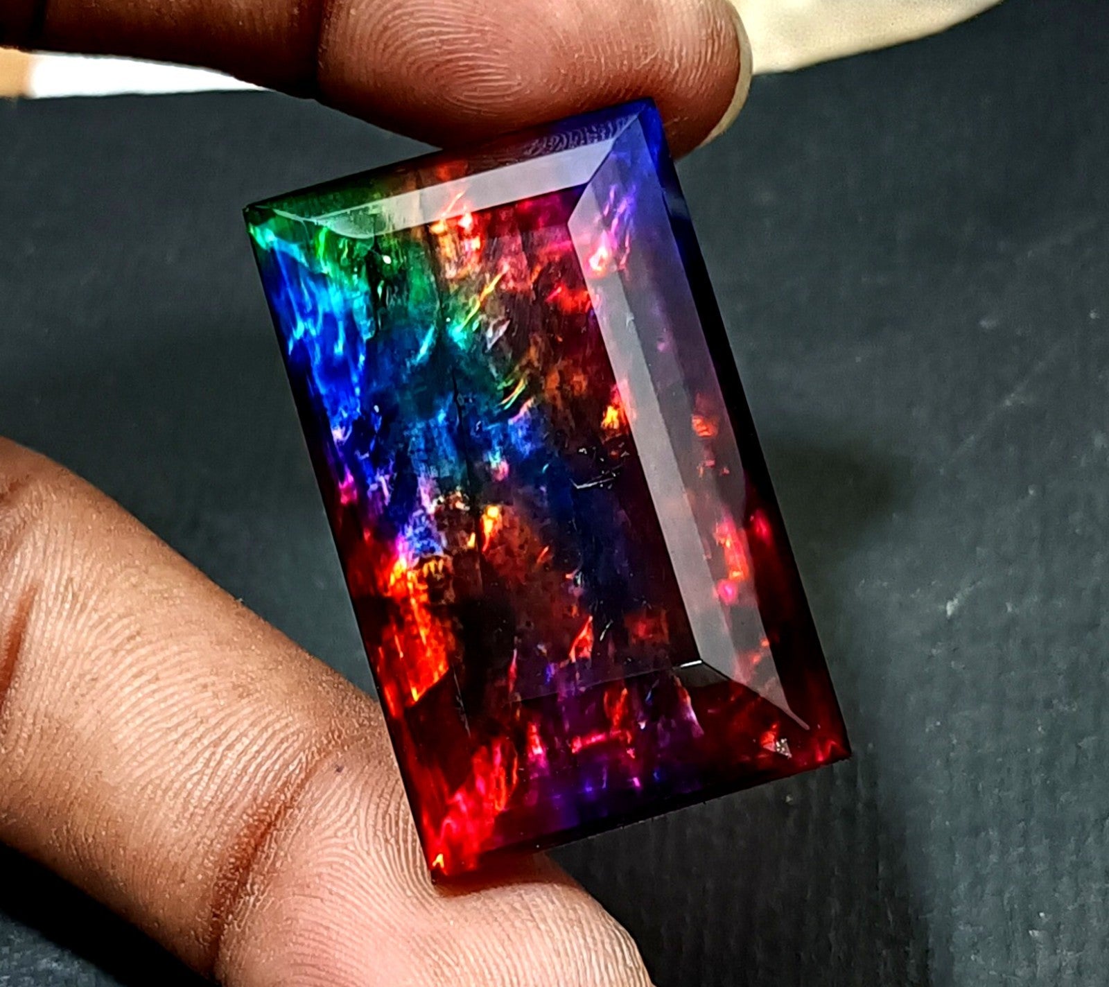 89 Ct Natural Ammolite Opal-Like Organic Doublet CERTIFIED Loose GEMSTONE