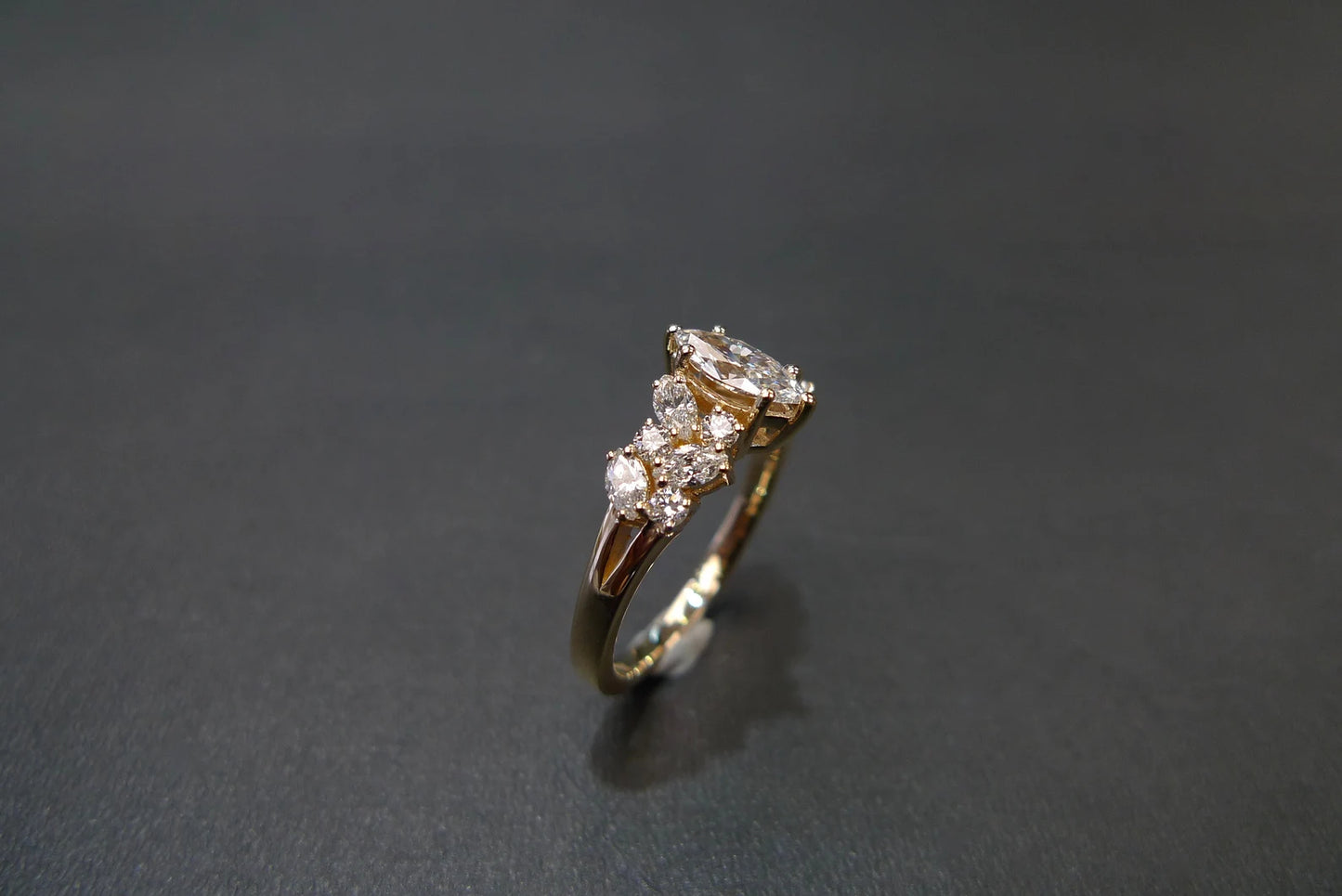 Unique Engagement ring with Marquise Cut Diamond, gift for her, handmade jewelry, minimalist ring, modern engagement, Marquise diamond ring