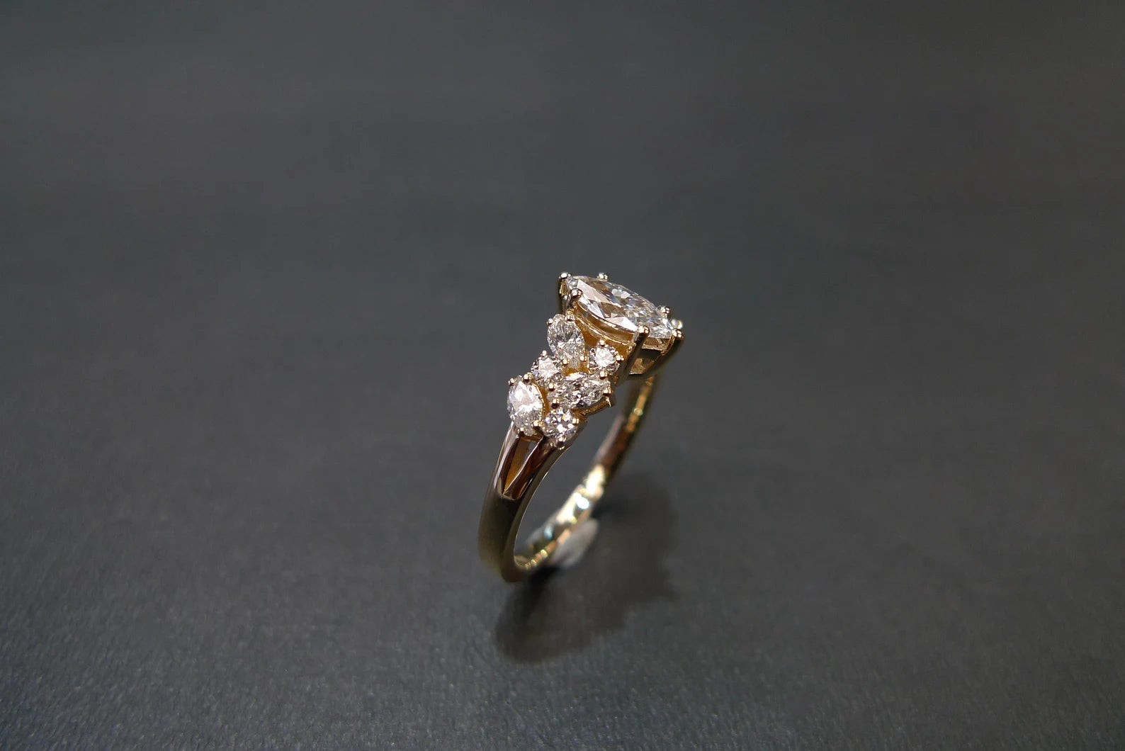 Unique Engagement ring with Marquise Cut Diamond, gift for her, handmade jewelry, minimalist ring, modern engagement, Marquise diamond ring