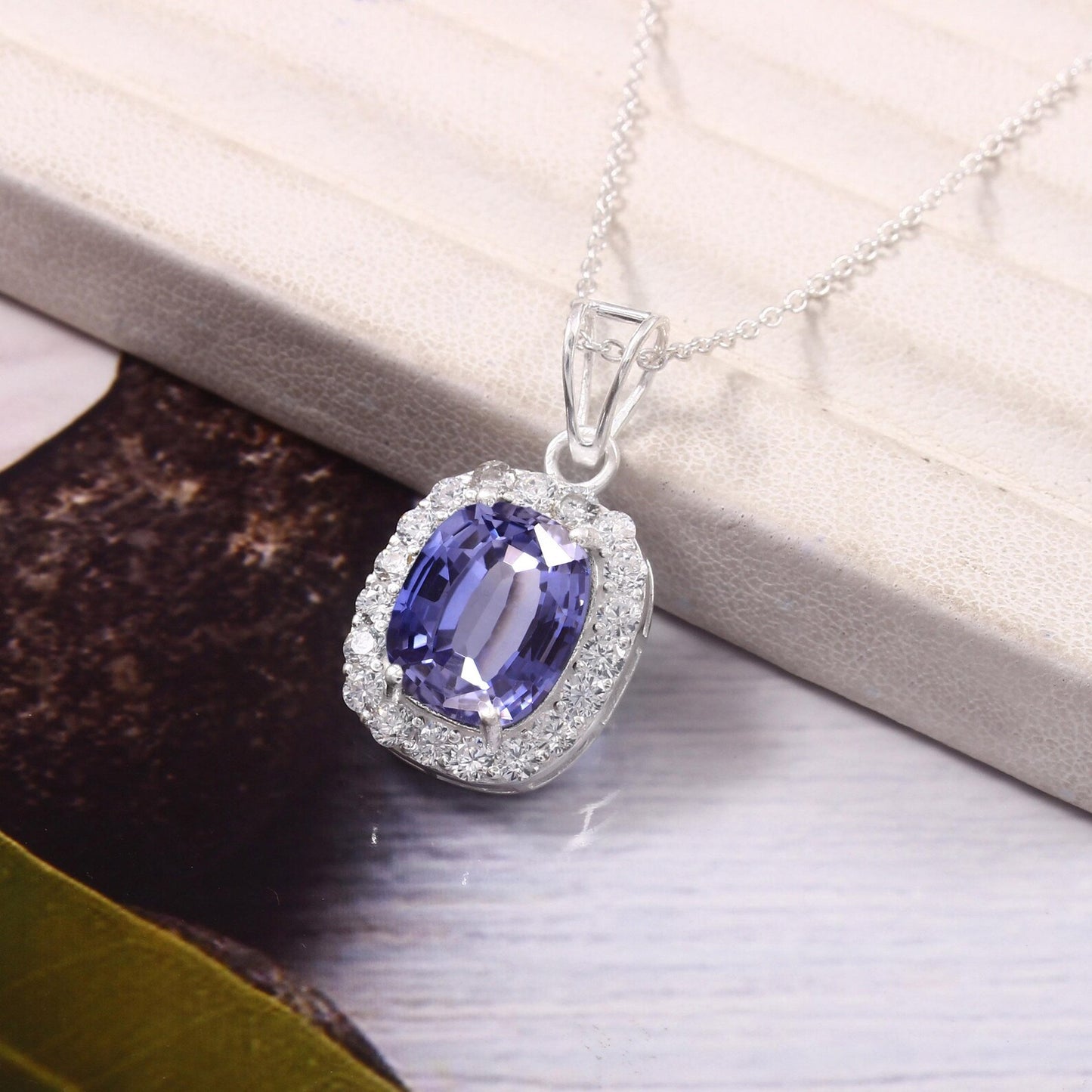11x9 MM Ceylon Blue Sapphire Cushion Charm Pendant, Sapphire Cushion Gemstone Cut, Pendant For Her Birthday Day, Valentine Gift, Love Gift