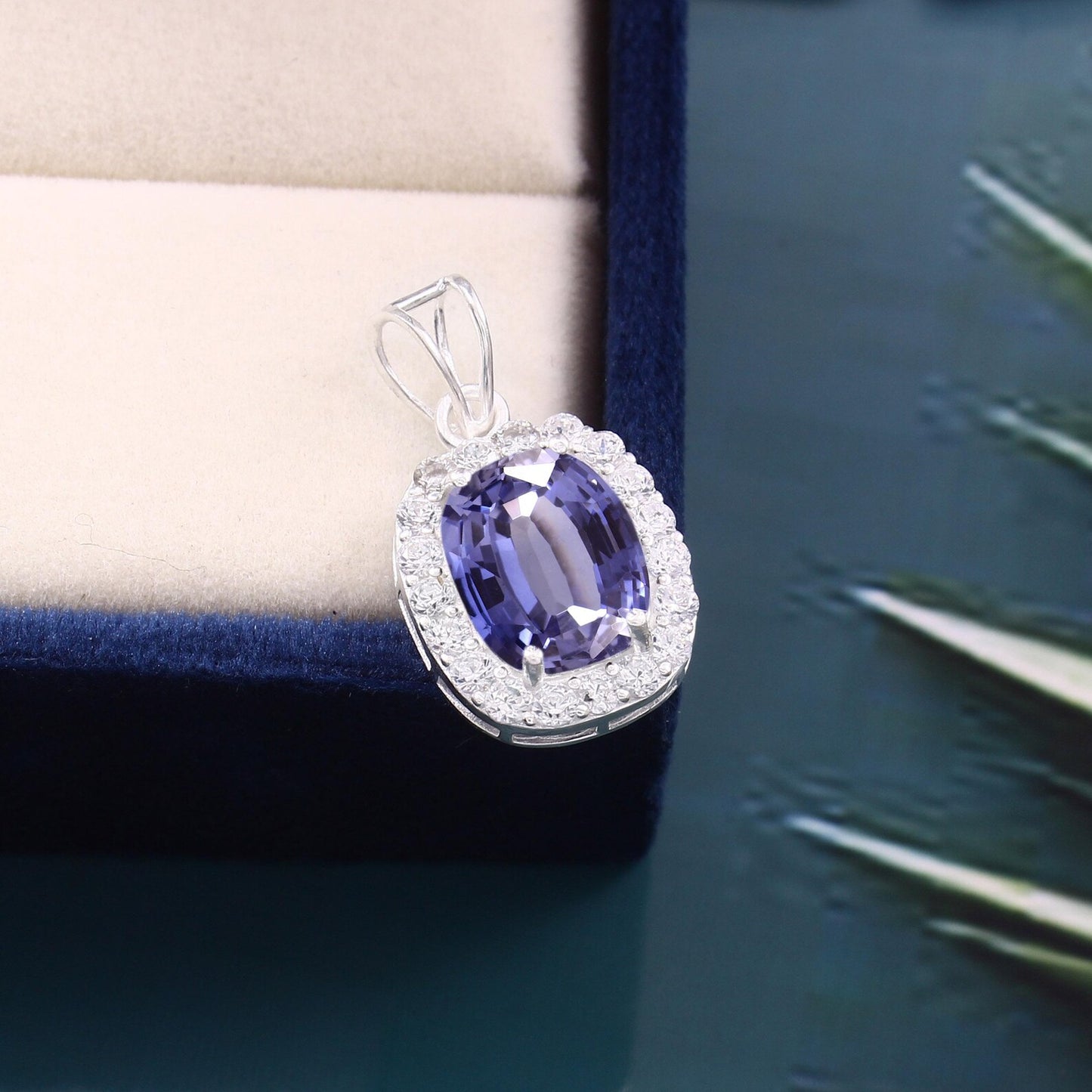 11x9 MM Ceylon Blue Sapphire Cushion Charm Pendant, Sapphire Cushion Gemstone Cut, Pendant For Her Birthday Day, Valentine Gift, Love Gift