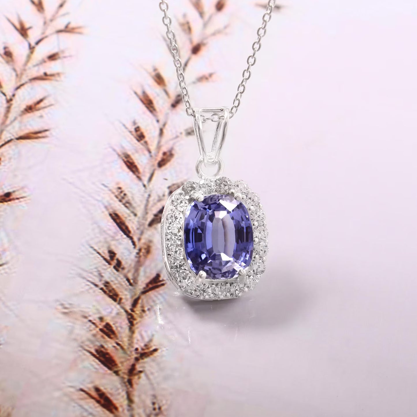 11x9 MM Ceylon Blue Sapphire Cushion Charm Pendant, Sapphire Cushion Gemstone Cut, Pendant For Her Birthday Day, Valentine Gift, Love Gift