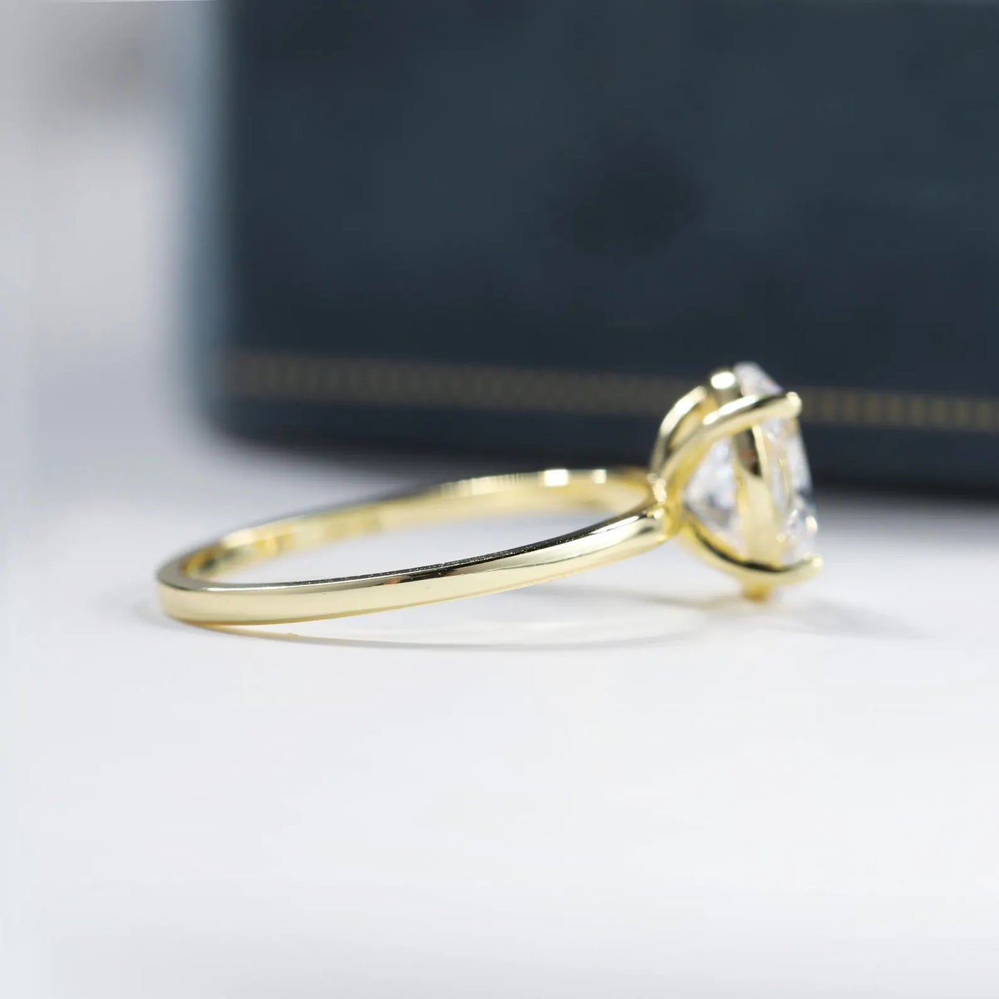 Gold Plated Sterling Silver Engagement Ring: Simulated Diamond Moissanite Oval Ring