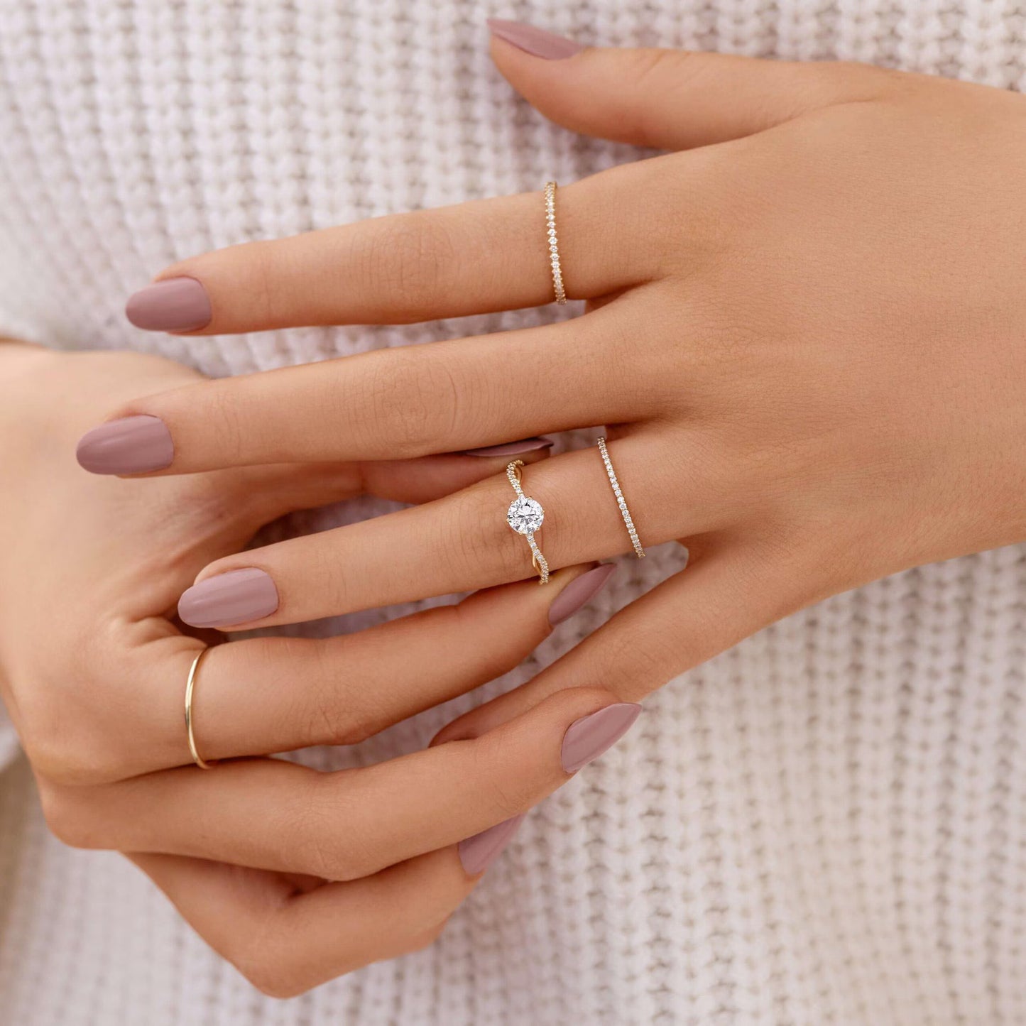 14k Gold Plated Round Cut Moissanite Engagement Ring | 1CT 2CT 3CT Solitaire Wedding Ring for Women | 6A Grade Moissanite & 925 Sterling Silver Jewelry