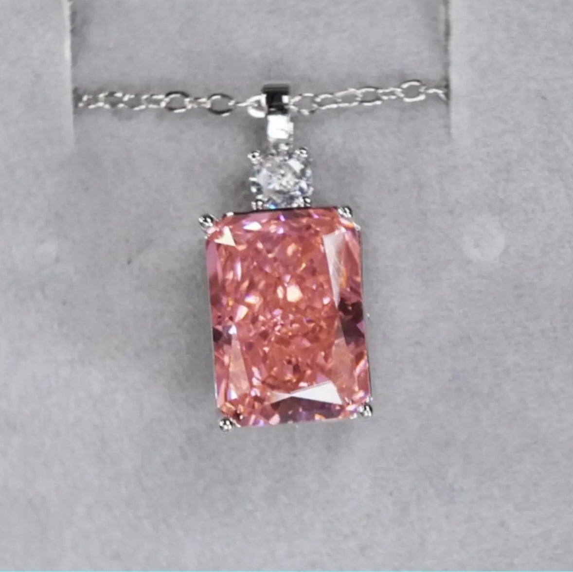 Peach Diamond Pendant | Peach Crushed Diamond Pendant | Womens Pink Champagne Diamond Pendant | Peach Radiant Diamond Pendant