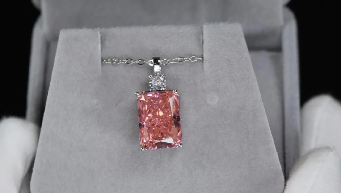 Peach Diamond Pendant | Peach Crushed Diamond Pendant | Womens Pink Champagne Diamond Pendant | Peach Radiant Diamond Pendant