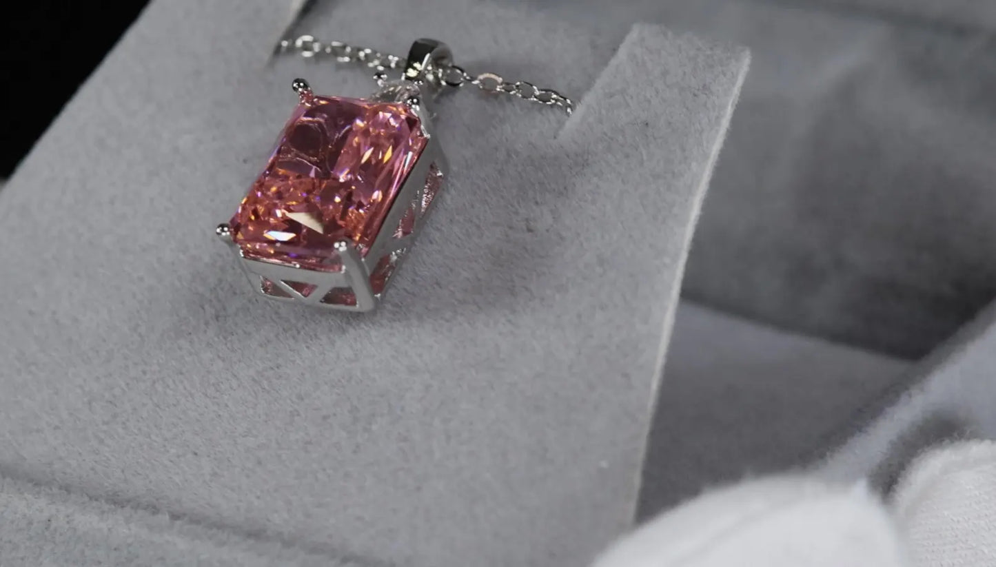 Peach Diamond Pendant | Peach Crushed Diamond Pendant | Womens Pink Champagne Diamond Pendant | Peach Radiant Diamond Pendant