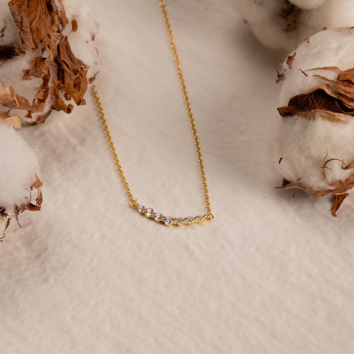 Graduated Diamond Bar Necklace, Round Shaped Diamond Row Necklace, Multi Stone Pendant Necklace, Dainty Diamond Necklace, Gift For Her