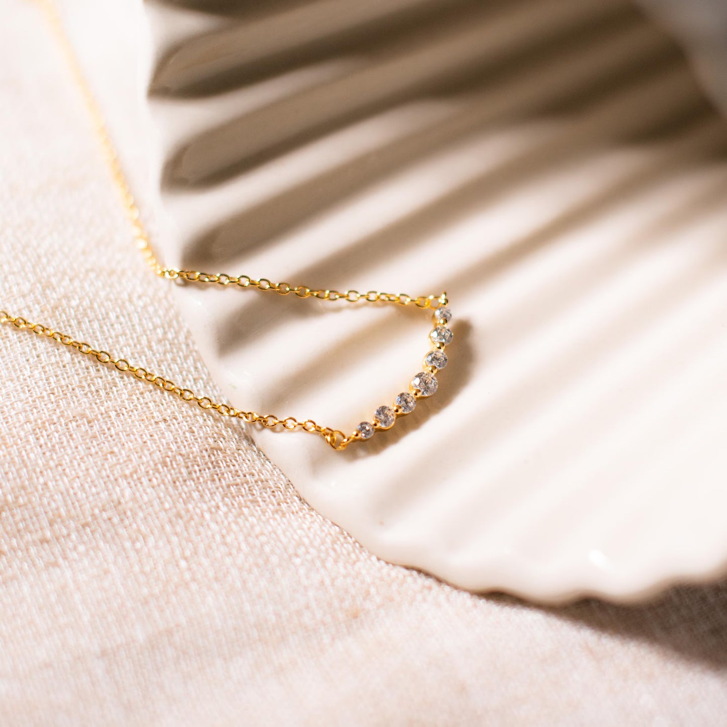 Graduated Diamond Bar Necklace, Round Shaped Diamond Row Necklace, Multi Stone Pendant Necklace, Dainty Diamond Necklace, Gift For Her