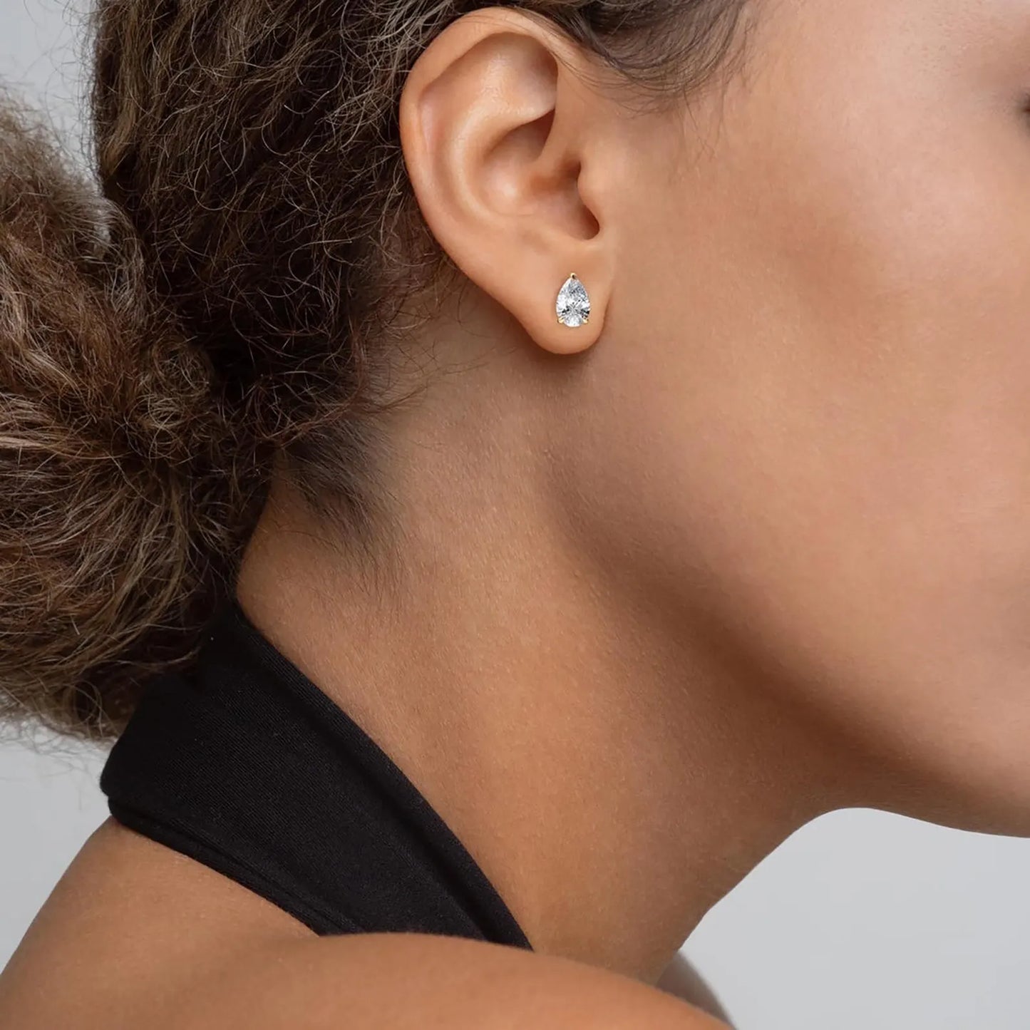 1.25 Ct Pear Cut Diamond Solitaire Stud Earrings | Natural HPHT Earth-Mined Diamonds | 925 Silver with 14K Gold Plating |