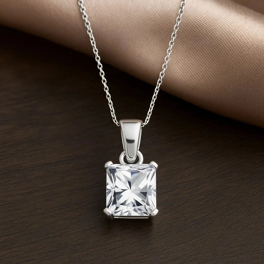 RARE 5.50 Ct White Solitaire Diamond Necklace | Certified & Brilliant 925 Sterling Silver