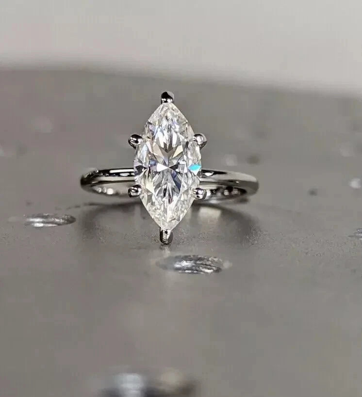 Breathtaking 3.00 Ct Marquise Lab-Created Diamond Solitaire Ring in Brilliant 925 Sterling Silver