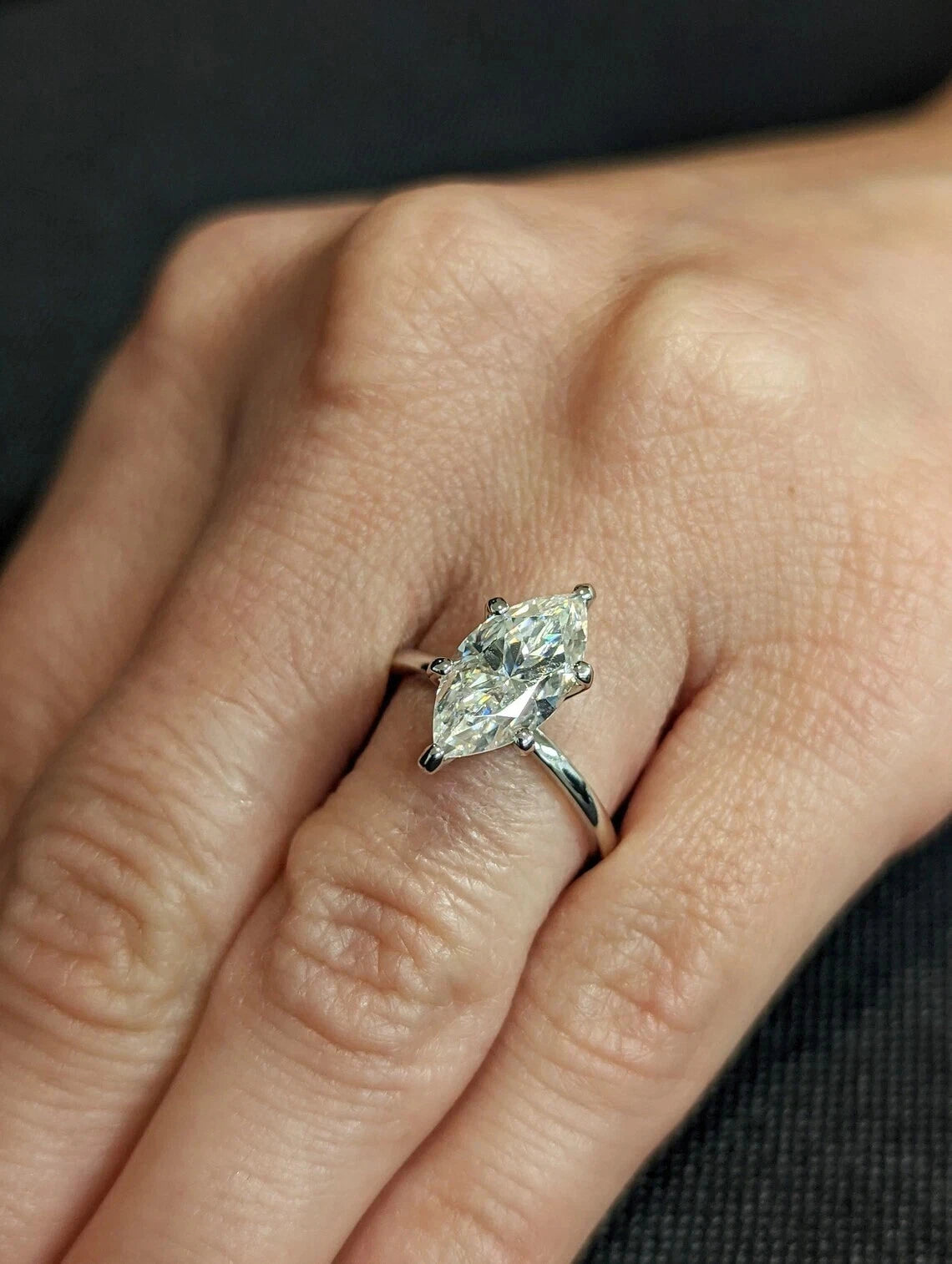 Breathtaking 3.00 Ct Marquise Lab-Created Diamond Solitaire Ring in Brilliant 925 Sterling Silver